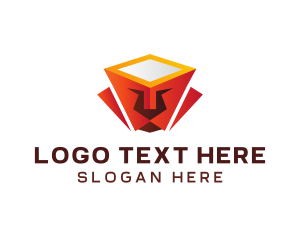 Lion Head - Geometric Lion Box logo design