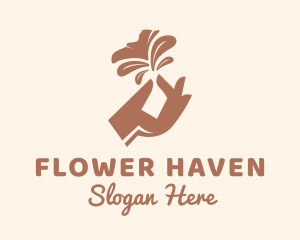 Brown Flower Hand logo design