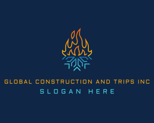 Refrigeration - Thermal Fire Snowflake logo design