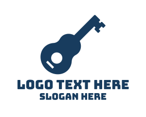 Acoustic - Blue Guitar Key logo design