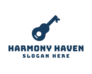 Serenade - Acoustic Guitar Key logo design