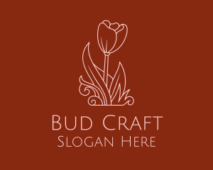 Bud - Minimal Rosebud Flower logo design