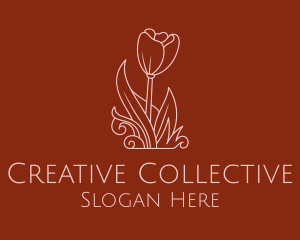 Minimal Rosebud Flower logo design