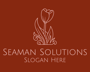 Minimal Rosebud Flower logo design