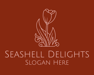 Minimal Rosebud Flower logo design