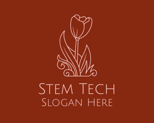 Stem - Minimal Rosebud Flower logo design