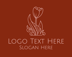 Minimal Rosebud Flower logo design