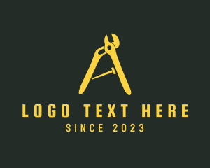 Yellow - Hardware Tool Letter A logo design