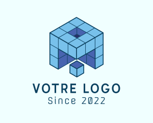Blue Gaming Block logo design