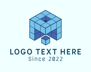 App - Blue Gaming Block logo design