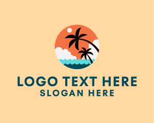 Diving - Tropical Beach Palm Tree logo design