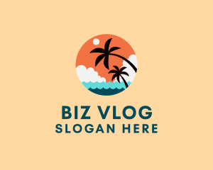 Tropical Beach Palm Tree logo design