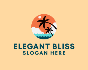 Holiday Getaway - Tropical Beach Palm Tree logo design