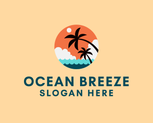 Seashore - Tropical Beach Palm Tree logo design