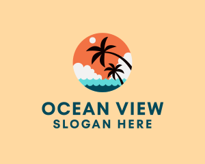 Tropical Beach Palm Tree logo design