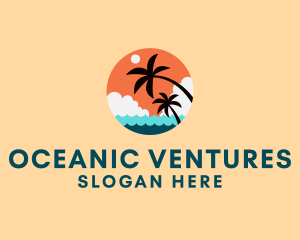 Tropical Beach Palm Tree logo design