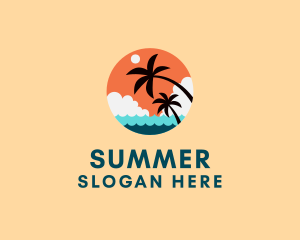 Tropical Beach Palm Tree logo design