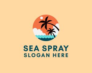 Tropical Beach Palm Tree logo design