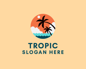 Tropical Beach Palm Tree logo design