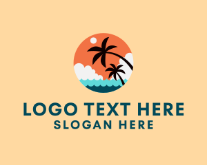 Tropical Beach Palm Tree Logo