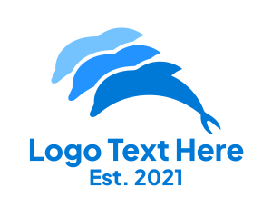 Sea Creature - Blue Dolphin Pod logo design