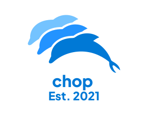 Sea Creature - Blue Dolphin Pod logo design