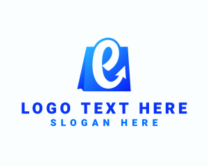 Product - Ecommerce Shopping Bag Letter E logo design