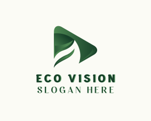 Eco Leaf Play Button logo design