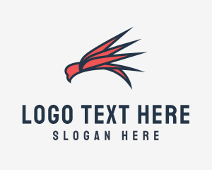 Flying - Abstract Red Bird logo design