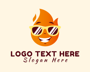 Emoji - Fire Flame Sunglasses logo design