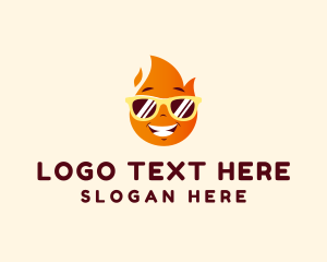 Happy - Fire Flame Sunglasses logo design