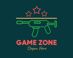 Colorful Neon Toy Gun Blaster logo design