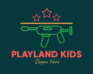 Colorful Neon Toy Gun Blaster logo design