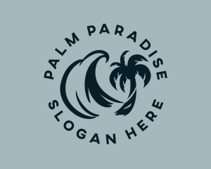 Palm Tree Wave logo design