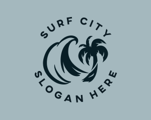 Palm Tree Wave logo design