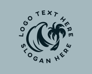 Tree - Palm Tree Wave logo design