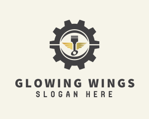 Piston Wings Cogwheel logo design