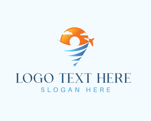 Ocean - Location Pin Travel  Tour logo design