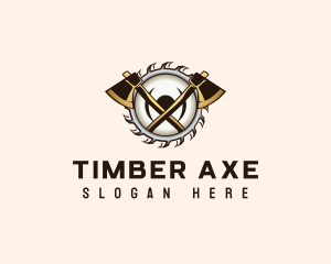 Axe Saw Lumberjack logo design