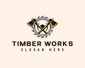 Axe Saw Lumberjack logo design