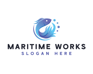 Marine Fish Aquatic logo design