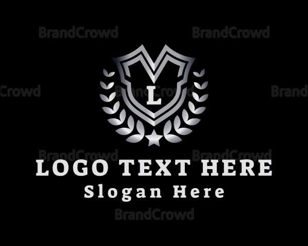 Metallic Shield Wreath Logo