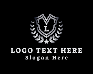Exclusive - Metallic Shield Wreath logo design