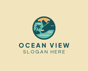 Plane Beach Vacation logo design