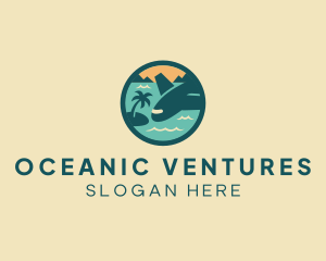 Plane Beach Vacation logo design