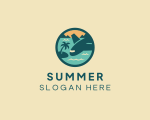 Plane Beach Vacation logo design