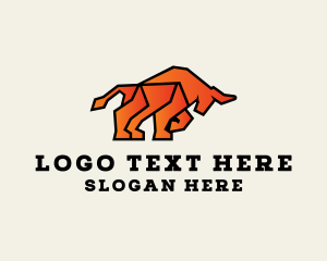 Meat - Geometric Raging Bull logo design