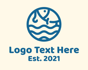 Hook - Monoline Fishing Badge logo design