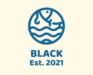 Seafood - Monoline Fishing Badge logo design