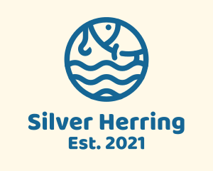 Herring - Monoline Fishing Badge logo design